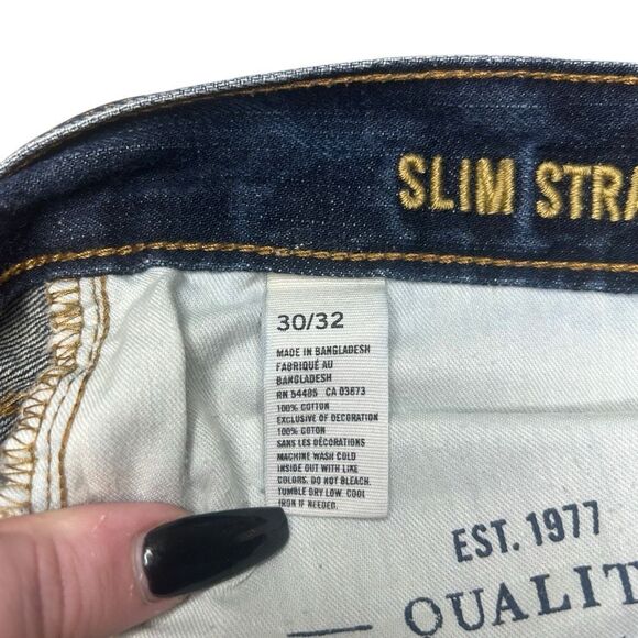 American Eagle Outfitters Blue Slim Straight Jeans Size 30/32 Dark Wash Denim - Picture 7 of 10